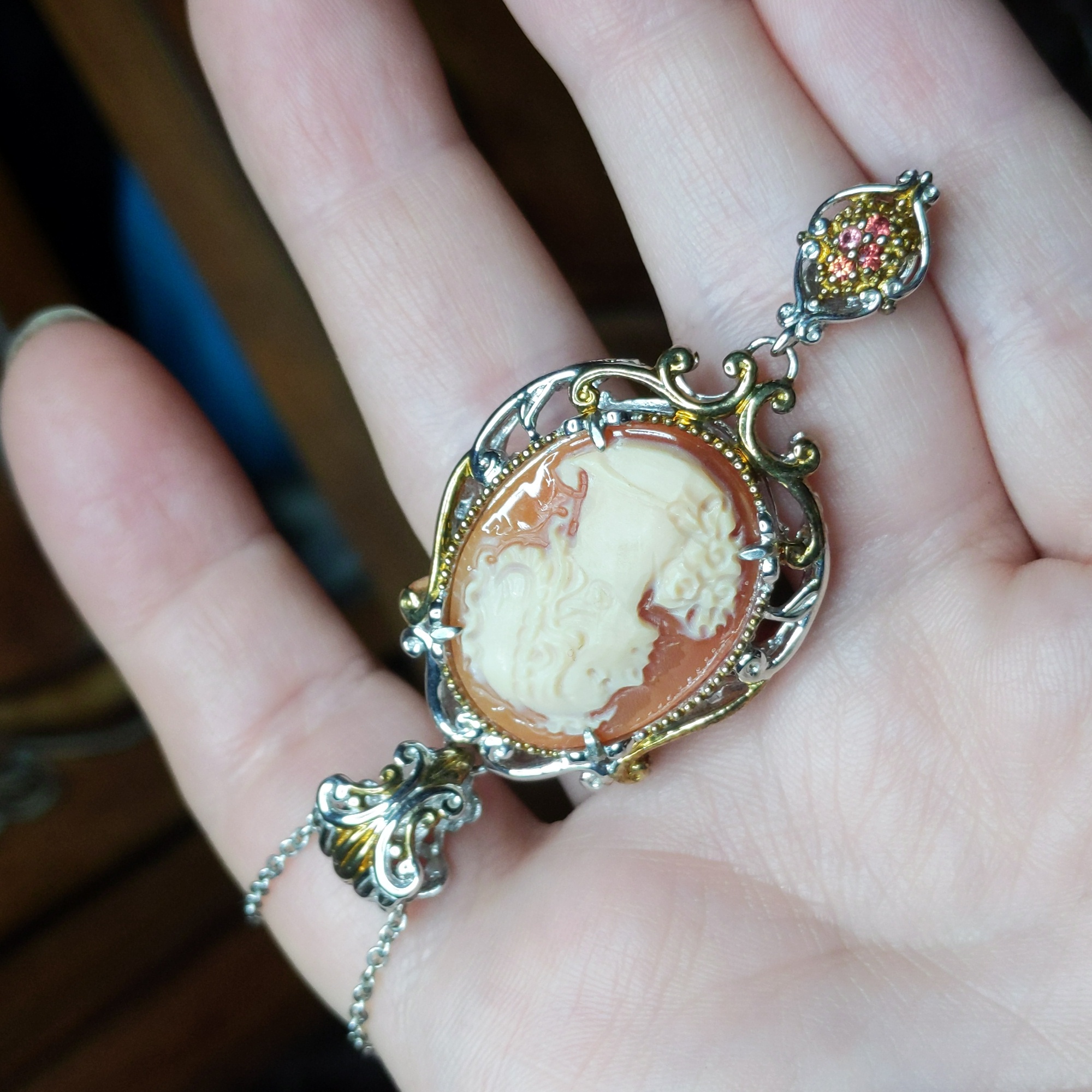 Michael Valitutti Gems EN Vogue Cameo Pendant Charm Necklace Sterling Silver 925 | Color: Silver | Size: Chain Is Approx 18.25\, image size:2000x2000